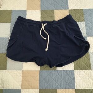 aerie Navy Elastic-Waist Athletic Shorts with Drawstring